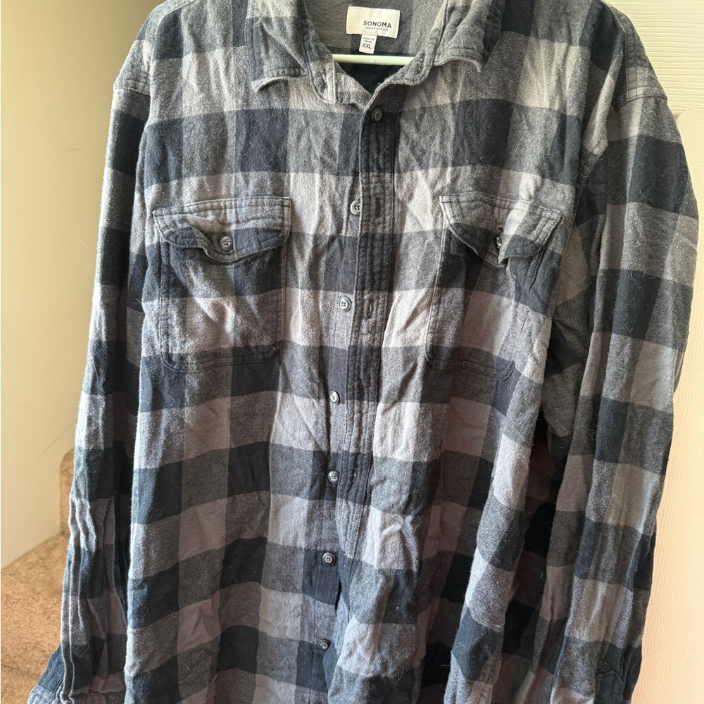 Sonoma Gray and Black Checkered Shirt
